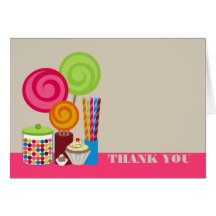 Carte de remerciements de sucrerie et de bonbons