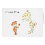 Carte de remerciements doux - ours et girafe de bé