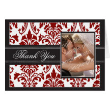 Carte de remerciements fait sur commande de damass