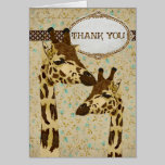 Carte de remerciements floral de girafes en bronze cartes