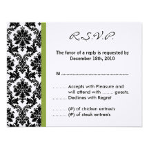carte- de réponse de 4x5 R.S.V.P. - vert noir RSVP Faire-parts