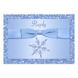 Carte- de réponse de flocon de neige de bleu glaci faire-parts