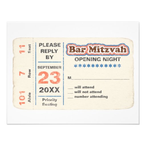 Carte- de réponse de Mitzvah de barre d'étoile de  Invitations