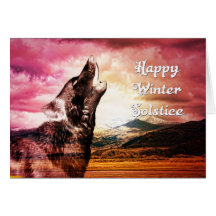 Carte de solstice de wintr d'hurlement de loup de 