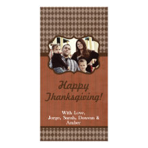 carte de thanksgiving de plaid de l'orange 4x8 et  cartes avec photo