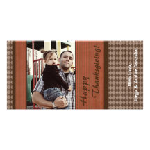 carte de thanksgiving de plaid de l'orange 4x8 et  photocartes