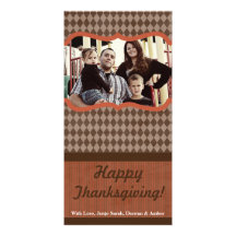 carte de thanksgiving de plaid de l'orange 4x8 et  photocartes