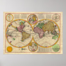Carte de Vieux Monde antique Affiche