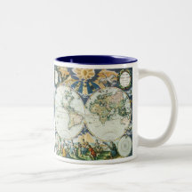 Carte de Vieux Monde antique vintage par des subst Mugs À Café