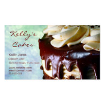 Carte de visite bleu de Bokeh de gâteau de crème d