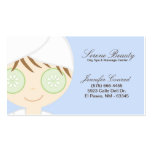 Carte de visite bleu de massage de spa de concombr