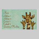 Carte de visite bleu/étiquettes de girafes d'or de cartes de visite