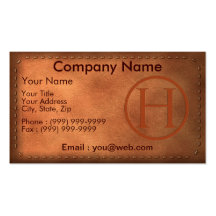 carte de visite cuir lettre H