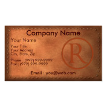 carte de visite cuir lettre R