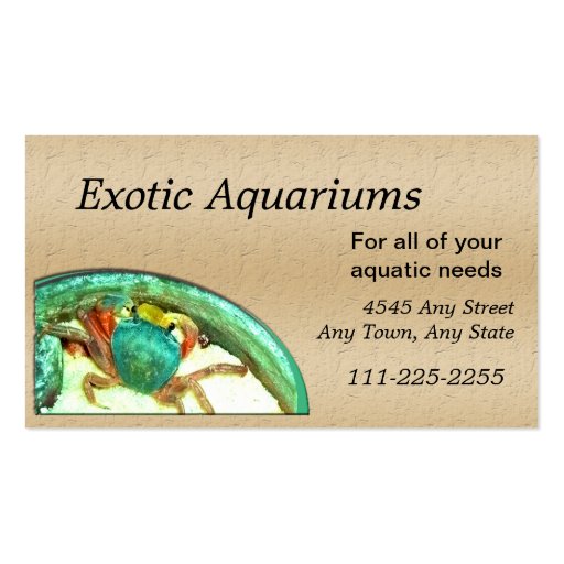Carte de visite de poissons ou d'aquarium de crabe