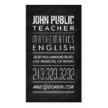 Carte de visite de tableau de tuteur de professeur