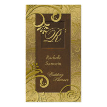 Carte de visite de wedding planner - or et Brown