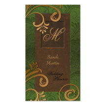 Carte de visite de wedding planner - vert et Brown