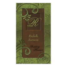 Carte de visite de wedding planner - vert et Brown