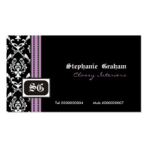 Carte de visite élégant blanc noir de monogramme d