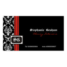 Carte de visite élégant blanc noir de monogramme d