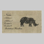 Carte de visite/étiquettes de silhouette de rhinoc cartes de visite