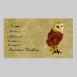Carte de visite/étiquettes rouges d'or de hibou cartes de visite