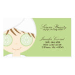 Carte de visite vert de massage de spa de concombr