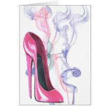 carte de voeux avec fumer la chaussure stylet rose