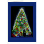 Carte de voeux de chat d'arbre de Noël