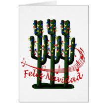 Carte de voeux de Feliz Navidad d'arbre de cactus 