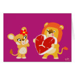Carte de voeux de lions d'amour cartes