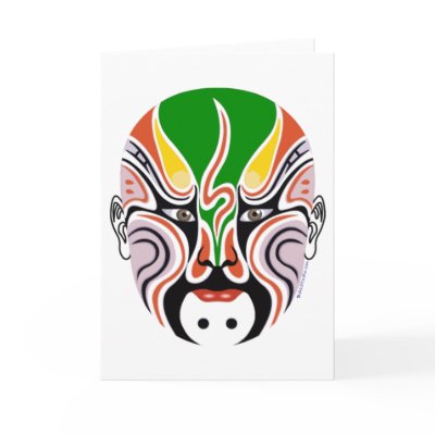 Carte de voeux de masque d'opéra de Pékin de Chino par PopNYC