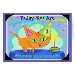 Carte de voeux faite sur commande de chat d'annive