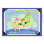 Carte de voeux faite sur commande de chat d'annive