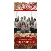 Carte de voeux florale de photo de famille de Noël Cartes Avec Photo
