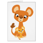 Carte de voeux mignonne de lion et de petit animal cartes