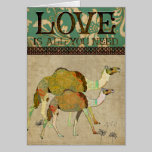 Carte de voeux rêveuse d'amour de chameaux cartes
