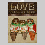 Carte de voeux rose d'amour de hiboux cartes