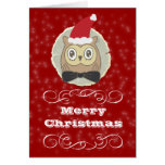 Carte de voeux saisonnière de HIBOU mignon de Noël