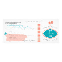 Carte d'embarquement au faire-part de mariage de P