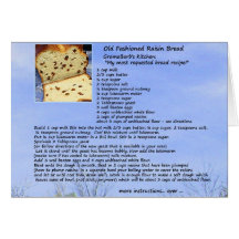Carte démodée de recette de pain de raisin sec