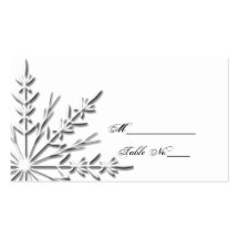 Carte d'endroit de mariage de flocon de neige cartes de visite personnelles