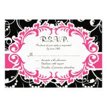 Carte des remous RSVP (cadre de Fushia) Faire-part Personnalisé