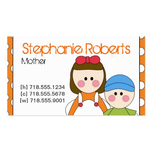 Carte d'information de maman carte de visite