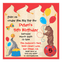 Carte d'invitation de fête d'anniversaire d'animau