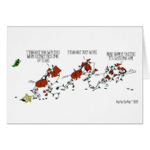 Carte drôle de bande dessinée de Noël de cheval et