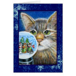 Carte du chat w/Snowglobe de Noël