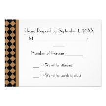 Carte du damier (bronzage/noir) RSVP Invitation Personnalisable
