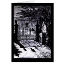 Carte éffrayante de Halloween de scène de cimetièr